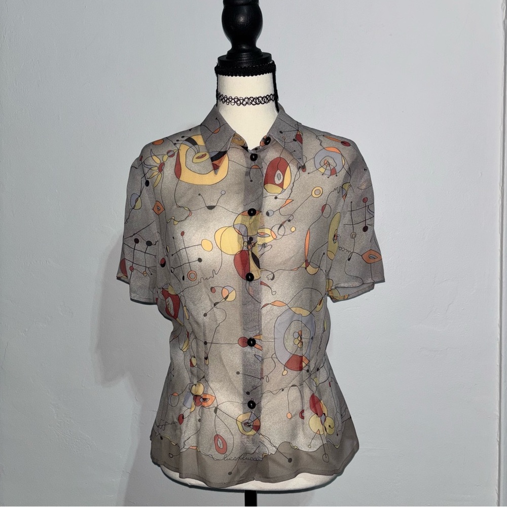 Luca Luca 100% Silk Italian Blouse Size 48